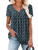 Summer Tops for Women Little Blue Floral Black Short Sleeve V Neck Shirts Loose Fit XXL