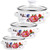 Amosfun 3Pcs Enamelware Pot Set Enamel Stockpot with Lid Retro Flower Cooking Pot Vintage Soup Pot Stew Pot for Induction Cookers Gas Stove