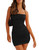 HOCILLE Women's Sexy Halter Bodycon Backless Ruched Spaghetti Strap Mini Club Party Dresses, S, Black HOCILLE Women's Sexy Halter Bodycon Backless Ruched Spaghetti Strap Mini Club Party Dresses, S, Black