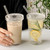 URMAGIC Ribbed Glass Cups with Lids and Straws,2 Pcs 13 Oz Vintage Drinking Glasses,Iced Coffee Cups,Vertical Stripes Beverage Glasses,Ribbed Glassware,Juice Beer Glasses,Origami Style Glasses