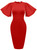 Memoriesea Women's Basic Bodycon Ruffle Flared Short Sleeve Pencil Midi Dress Red