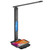 SOAMOEU LED Desk Lamp Desk Lamp with Wireless Charger USB Charging Port, Dimmable Office Desk Lamp with Clock, Alarm, Date, Temperature