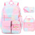 InduSKY Girls Backpack, Cute Rainbow School Backpack for Girls with Insulated Lunch Box Pen Case Set, Kids Backpack Kindergarten Elementary Middle School Book Bag for Teen Girls Children Students