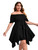 SOLY HUX Plus Size Women Summer Sexy Off The Shoulder Striped Short Sleeve Asymmetrical Belted Mini Sundresses Black 1XL