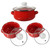 FUNOMOCYA 3pcs Enamel Pot Steel Saucepan Convenient Pot Enamelware Pasta Pot Quart Stock Noodle Pot Soup Pot with Lid Milk Pan Cookware Sauce Pan with Handle Candle Red Ceramics