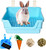 kathson Extra Large Rabbit Litter Box Trainer Rabbit Toilet Small Animal Potty Bunny Litter Pan Box for Adult Guinea Pig Rats Chinchilla Ferret Galesaur (Blue)