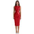 XLLAIS Sleeveless PU Sheath Dress Faux Leather Bodycon Midi Pencil Dress Red Medium
