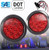 Pair of Red LED 4" Round Stop Turn Tail Emergency Strobe with GROMMET PLUG Truck Trailer Lights