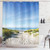 Ambesonne Seaside Decor Collection, Path to the Ocean Clear Sky Sandy Seaside Shore Getaway Relaxing Summertime Image, Polyester Fabric Bathroom Shower Curtain Set with Hooks, Blue Ivory Green