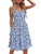 YATHON Vacation Dresses for Women 2024 Trendy Sleeveless Sun Dresses for Women y2k Floral Print Spaghetti Strap Backless Dress(YT090-Blue White F 03,XL)