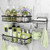 Orimade Adhesive Shower Caddy Soap Dish Holder Shelf with 5 Hooks Bathroom Organizer Basket Kitchen Storage Rack Wall Mounted No Drilling Stainless Steel - 3 Pack, Black