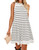 ZESICA Women's 2024 Summer Sleeveless Tank Dress Crewneck Striped Knit Pleated A Line Casual Short Mini Dresses,Beige,Small