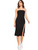 Floerns Women's Solid Strapless Split Thigh Tube Dress Side Slit Bodycon Midi Dresses Black L