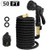 50ft Expandable Garden Hose, Flexible Water Hose with Triple Layered Latex Core, 3/4" Solid Brass Fittings, Lightweight Expanding Hose with 8 Patterns Spray Nozzle, Free Storage Bag