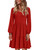 HOTOUCH Women Long Sleeve Dress Cotton Ruffled Dress for Women Tiered Dress with Pockets Women A Line Dress V Neck Casual Tunic Dresses Red Large HOTOUCH Women Long Sleeve Dress Cotton Ruffled Dress for Women Tiered Dress with Pockets Women A Line Dress V Neck Casual Tunic Dresses Red Large