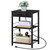 Black Nightstand with Charging Station 3 Tier End Table with USB Ports and Outlets Small Side Table with Storage Shelf Modern Bedside Night Table for Bedroom Living Room Guest Home