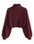 ZAFUL Women's Cropped Turtleneck Sweater Lantern Sleeve Ribbed Knit Pullover Sweater Jumper (2-Wine Red, M)