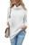 Women's Turtleneck Sweaters Oversized Lightweight Long Sleeve Pullover Loose Chunky Knit Jumper Tops White