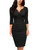 Miusol Women's V-Neck Ruffle Style 2/3 Sleeve Cocktail Pencil Dress(XX-Large, Black)