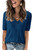 Arach&Cloz Womens Spring Summer Tops 2024 Trendy Fashion Short Sleeve Plus Size Sweaters V Neck Knit Clothes Western Vacation Resort Wear Dressy Cute St Patricks Casual Outfits Business Blouse Blue