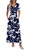 AUSELILY Maxi Dresses for Women Ankle Length Floral Print Beach Long Flowy Dress with Pockets(XL,White Navy Flower)