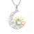 Moon and Sun Necklace 925 Sterling Silver Sun Moon Necklace Celtic Knot Irish Necklace for Women Girls Celtic Crescent Moon Moonstone Necklace Sun Moon Jewelry Gift