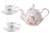 YBK Tech Strength Porcelain Coffee Pot Ceramic Teapot- Pink Rose (Teapot+ 2 sets of cup and saucer)