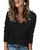 Arach&Cloz Womens Spring Tops 2024 Fashion Plus Size V Neck Long Sleeve Shirt Knitted Pullover Sweater Clothes Black