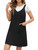 CUPSHE Women's V Neck Wide Straps Pockets Sleeveless A Line Mini Overall Dress Black, L