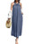 Dokotoo Halter Dresses for Women Fashion Casual Hollow Out Lace Sleeveless Keyhole Flowy Maxi Dresses Swimsuit Coverup Vacation Beach Sun Dresses Blue Medium
