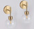 ENGELCH Gold Modern Wall Sconce Set of 2, Globe Glass Shade Wall Light Fixtures?Wall Mount Lamp for Bathroom Hallway Bedroom Living Room