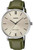 Casio MTP-VT01L-3B Men's Minimalistic Silver Dial Green Leather Band Analog Watch