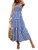 MakeMeChic Women's Striped Tie Shoulder Sleeveless A Line Camis Dress Ruffle Summer Long Dress Blue and White M