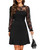 Holipick Black Long Sleeve Dress Lace Cocktail Wedding Guest Little Black Funeral Semi Formal A line Short Dresses