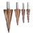 Step Drill Bit 4PCS HSS-Co M35 Cobalt Step Drill Bit Triangle Shank 4-12/4-20/4-32mm Spiral Flute Step Drill