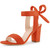 Allegra K Women Open Toe Ankle Tie Back Chunky Orange Heel Sandals 9 M US