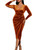 CYCLAMEN Wrap Ruched Velvet Dress V Neck Long Sleeves Bodycon Midi Elegant Party Wedding Guest Cocktail, Rust Orange, M