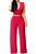 Pink Queen Women's Casual V Neck Long Pants Club Jumpsuits Rompers XL Red