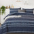 WONGS BEDDING Navy Blue Comforter Set King,Reversible Boho Triangle Down Alternative Comforter Set for King Bed - 3 Pieces (1 Comforter + 2 Pillowcases), Soft Microfiber Duvet Insert 104"x 90"