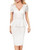 VFSHOW Womens Puff Sleeve Ruched V Neck Cocktail Chruch Business Sheath Dress 2023 Sexy Wrap Professional Work Office Wedding Guest Party Bodycon Dress (Off-White, XX-Large) 10653 WHT XXL