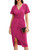 GRACE KARIN Womens Bodycon Ruched Dress Elegant V Neck Short Sleeve Midi Dress Rose Red XL