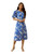 Floerns Women's Cut Out Tie Back Short Sleeve Scoop Neck Floral Print Midi Dress Blue and White S