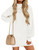 ZESICA Women's 2024 Fall Turtleneck Sweaters Dress Oversized Long Lantern Sleeve Casual Knit Pullover Short Dresses,White,Small