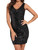 PrettyGuide Women Sexy Deep V Neck Sequin Glitter Bodycon Stretchy Mini Party Dress Black L