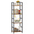 Katrawu 4 Tier Bookshelf, Small Book Shelf Industrial Bookcase, Metal Narrow Book Case Book Storage Organizer,Bookshelves for Bedroom Office Living Room(4 Tier,Rustic Brown)