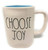 Rae Dunn CHOOSE JOY LL Coffee Tea Mug is White, with Black Letters and Blue Interior