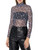 BCBGeneration Women's Long Sleeve Mesh Turtleneck Top, Garden Multi, Large