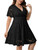 SCOMCHIC Women Lace Plus Size Cocktail Dress for Wedding Guest V Neck Short Sleeve Flowy A Line Knee Length Dresses Black 4XL