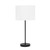212 Main Black Stick Table Lamp with Fabric Shade, White