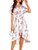 VIDUSSA Summer Floral Dress for Women - Boho V Neck Flutter Short Sleeve Belted Ruffle A-Line Flowy Midi Long Sun Dresses White M